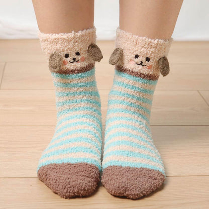 "Cozy Fuzzy Slipper Socks for Women - 5 Pairs of Fluffy, Non-Slip Winter Socks with Adorable Animal Designs!"