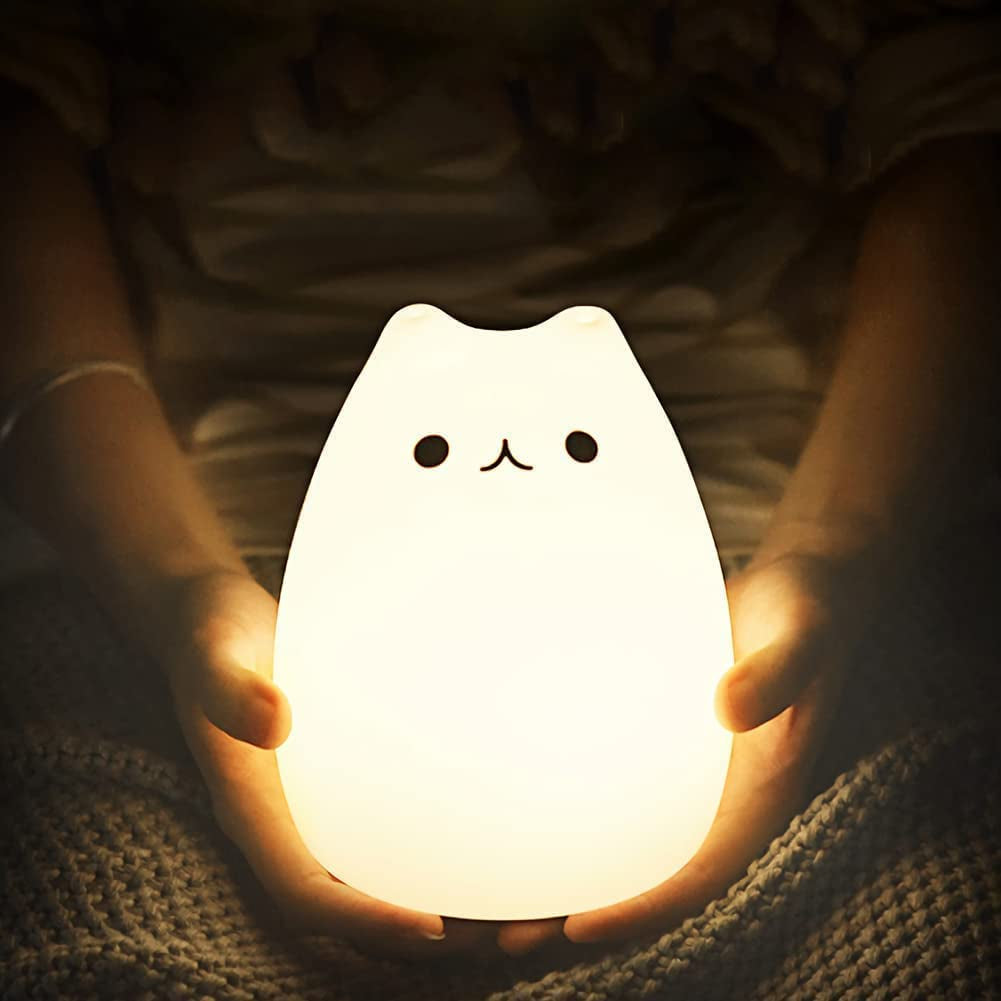 "Adorable Cat Lamp Set: Remote Control Silicone Night Light for Kids - Rechargeable Kawaii Design, Perfect for Toddlers and Baby Girls (4 Piece Set)"