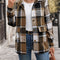 Perfee Pocketed Plaid Button Up Collared Neck Jacket