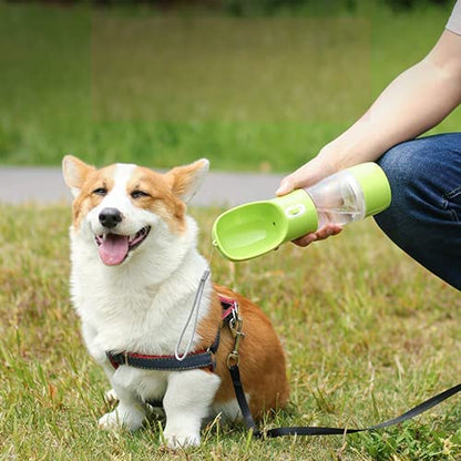 "Ultimate Portable Dog Water Bottle - Leak Proof & Lightweight with Food Container for Hiking - BPA Free (Blue)"